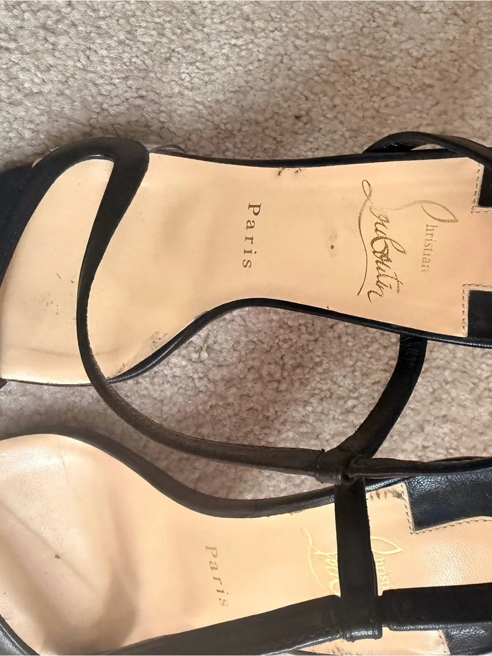 Christian Louboutin Black Strappy Leather Heels